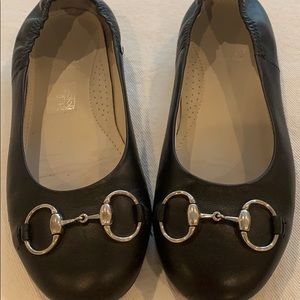 Girls Gucci Horsebit Flats-EUC